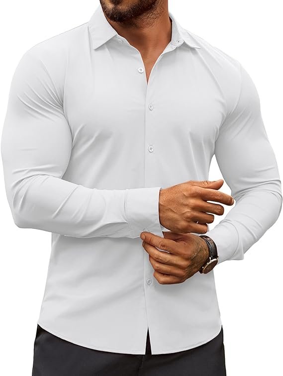 Camisa blanca elástica de manga larga